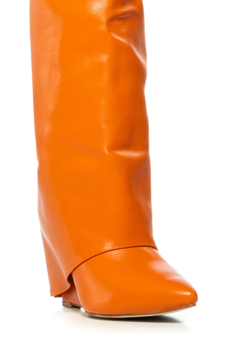 Full View Azalea Wang Stuck On You Wedge Boot In Orange 4
