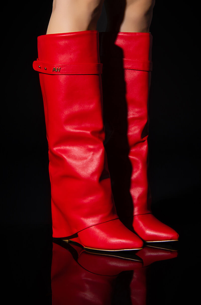 AZALEA WANG STUCK ON YOU WEDGE BOOT IN RED view 0