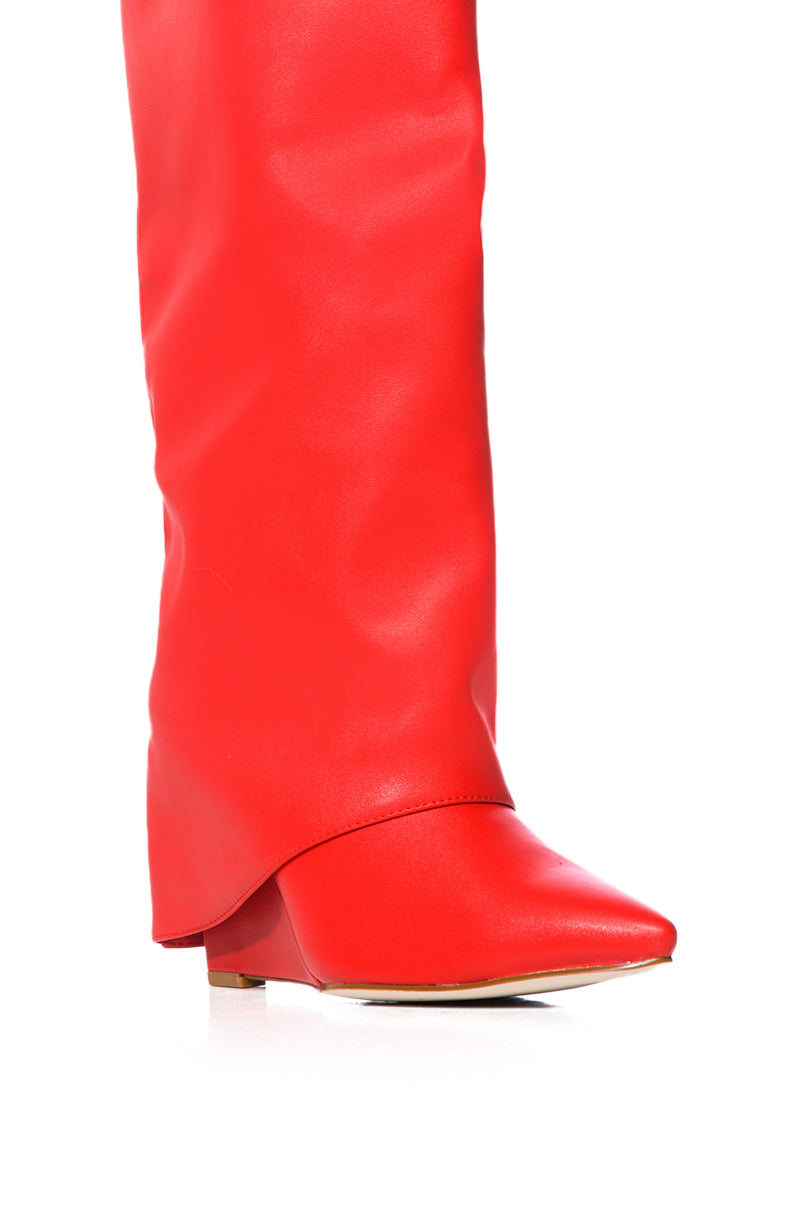 Full View Azalea Wang Stuck On You Wedge Boot In Red
