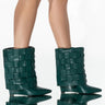 Front View Azalea Wang Stuck On You Wedge Bootie In Green