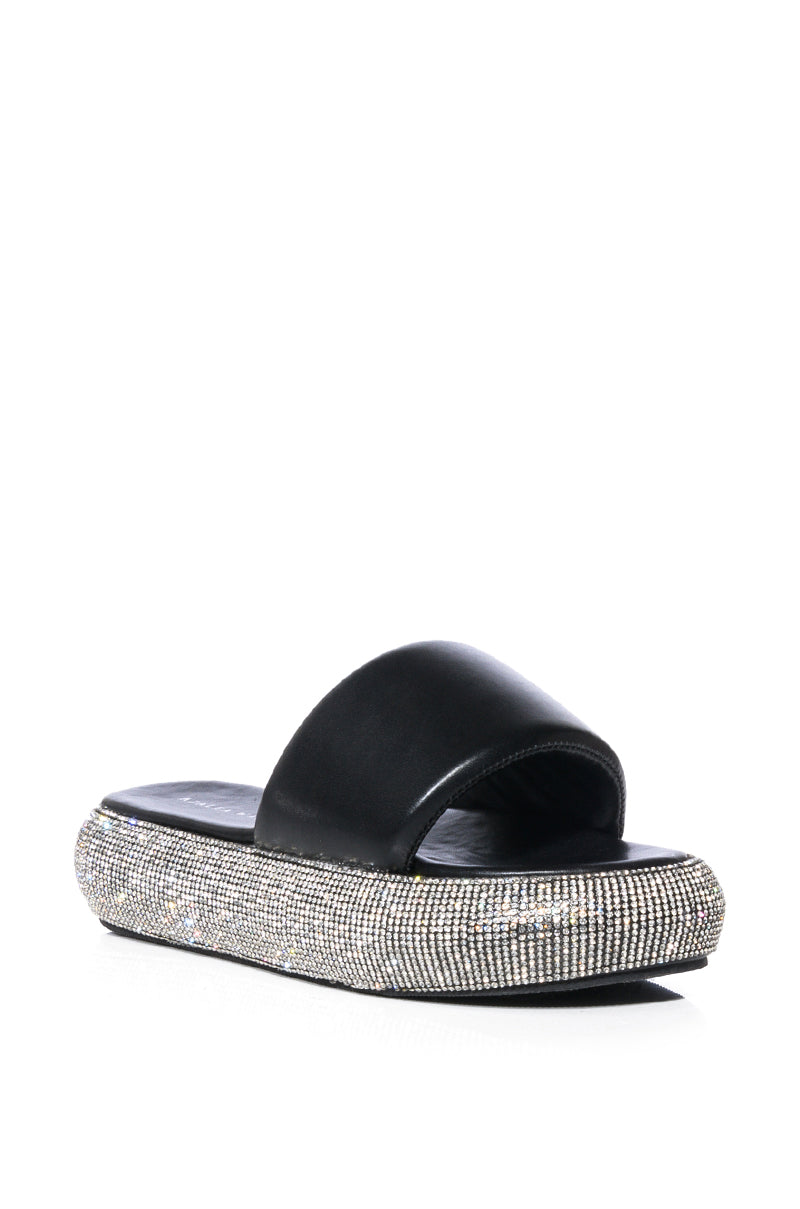 Detail View Azalea Wang Sunny Days Rhinestone Embellished Sandal In Black