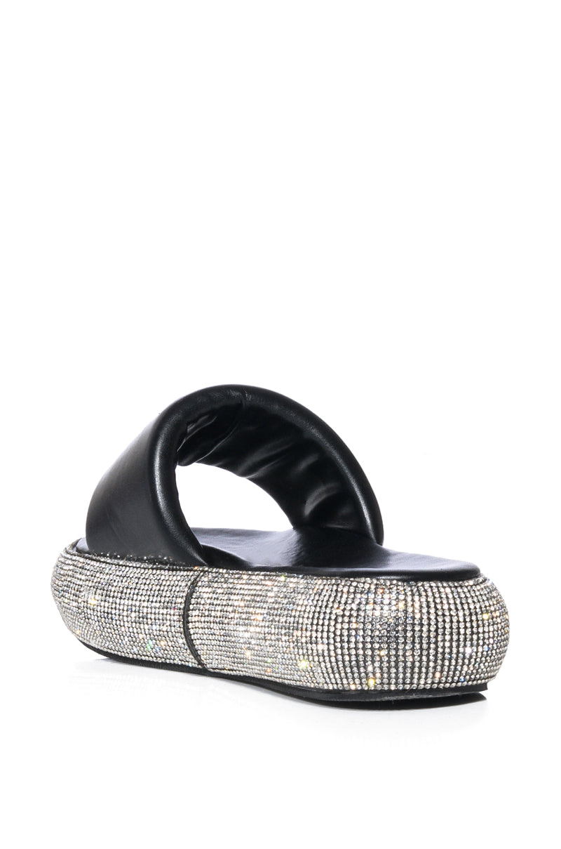 Full View Azalea Wang Sunny Days Rhinestone Embellished Sandal In Black