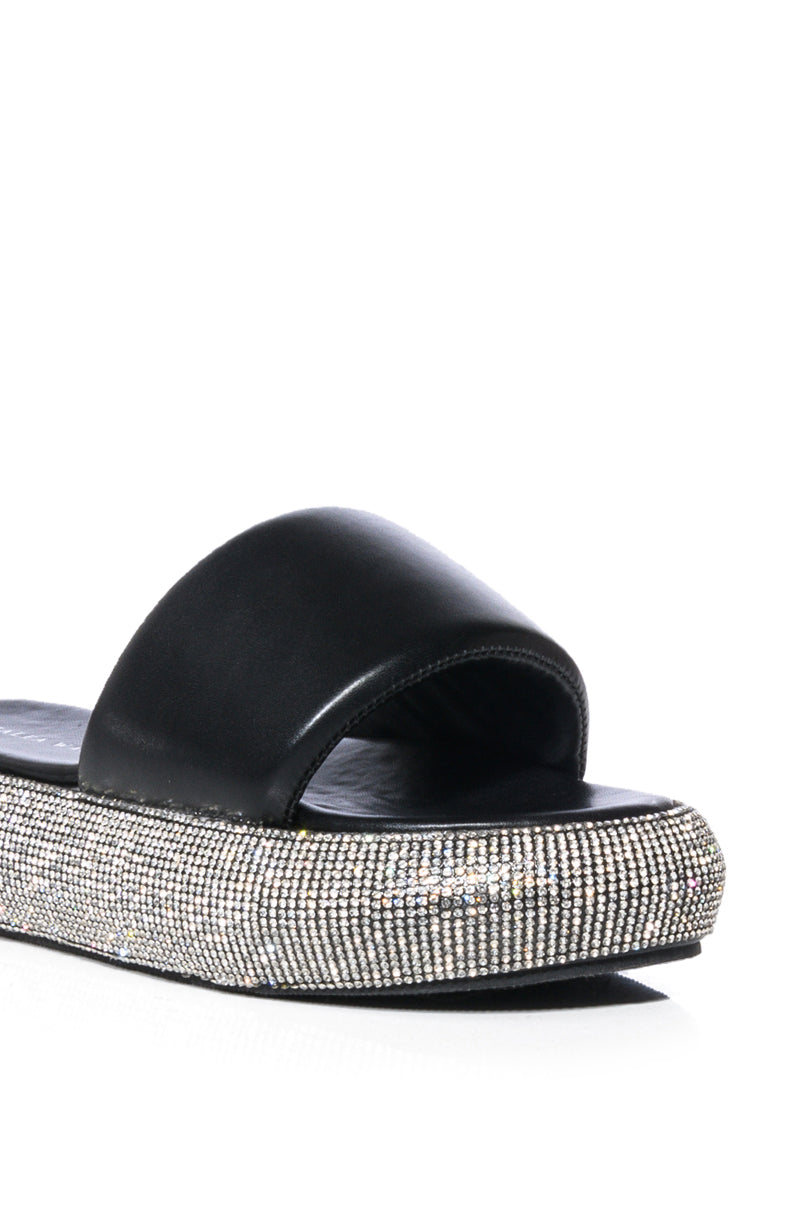 Extra View Azalea Wang Sunny Days Rhinestone Embellished Sandal In Black