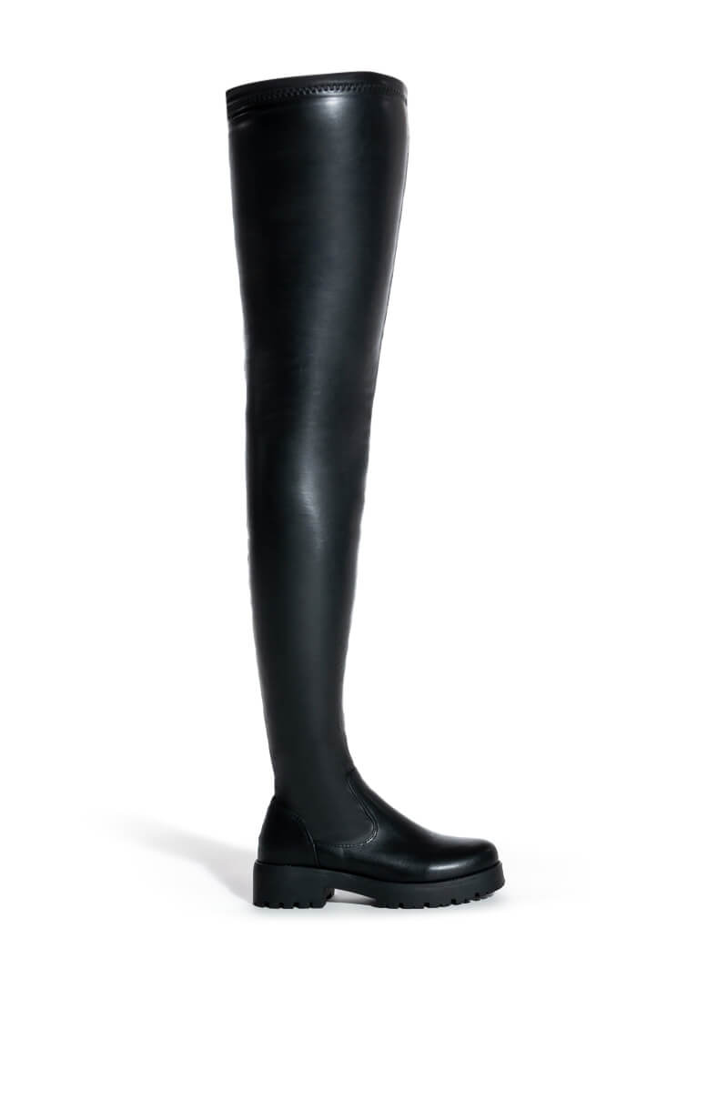 Side View Azalea Wang Surgical Flatform Boot In Stretch Pu