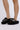 Front View Azalea Wang Suttoned Black Cross Embellished Slip On Sandal