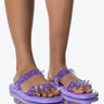 Front View Azalea Wang Sweet Like Me Flat Sandal In Purple