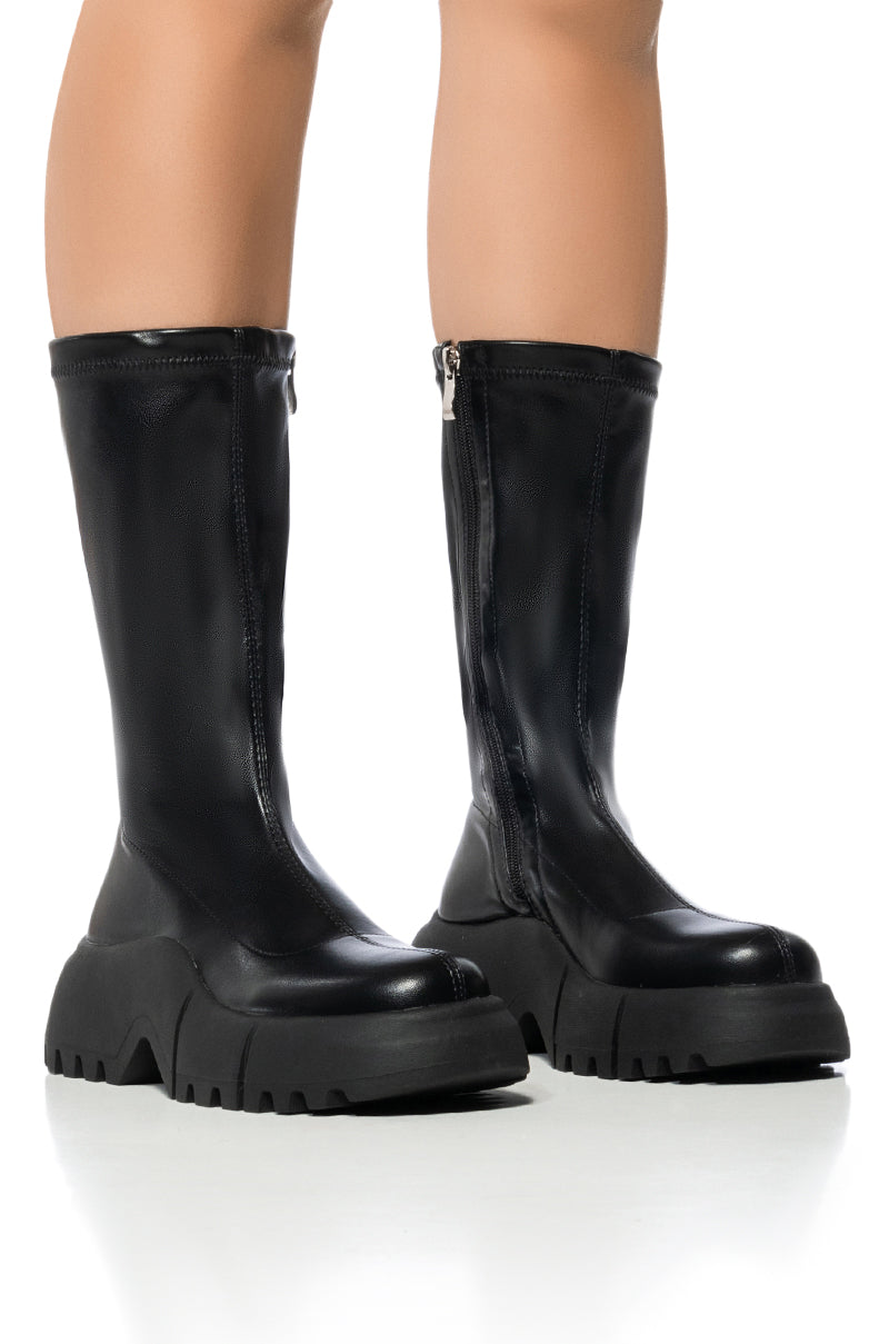 Front View Azalea Wang Sweetbay Black Futuristic Boot