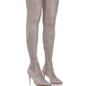 Front View Azalea Wang Swipe Right Suede Thigh High Boot In Gray