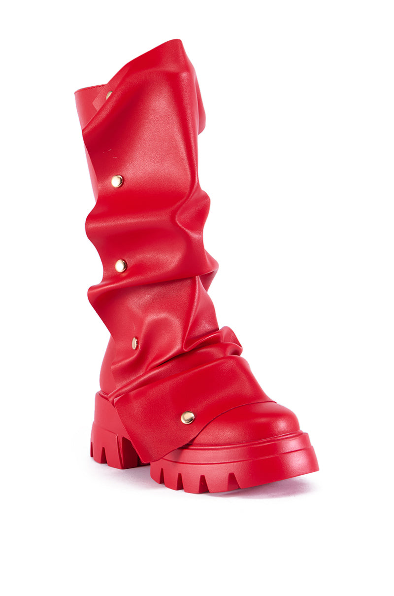 Detail View Azalea Wang Sybel Button Flat Bootie In Red