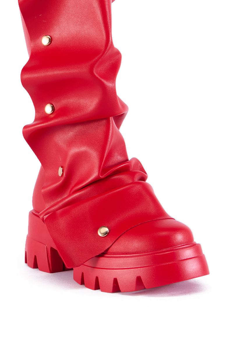 Extra View Azalea Wang Sybel Button Flat Bootie In Red