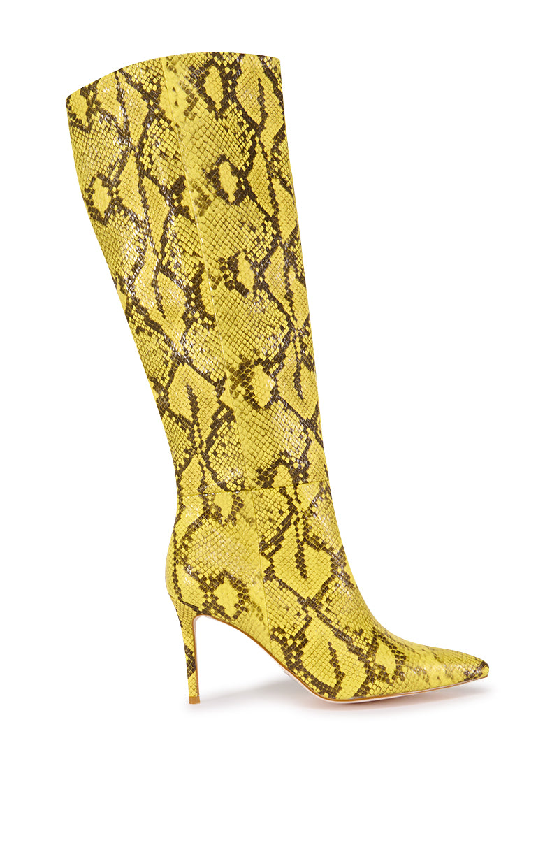 Side View Azalea Wang Sylvette Yellow Printed Boot