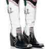 Front View Azalea Wang Take Care Embellished Black And White Pu Western Boot