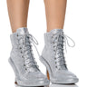 Front View Azalea Wang Take Care Rhinestone Bootie In Silver