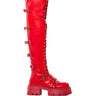 Side View Azalea Wang Take Five Red Over The Knee Lace Up Boot