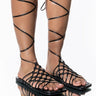 Front View Azalea Wang Take Me On A Vacation Flat Sandal In Black