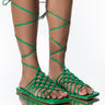 Front View Azalea Wang Take Me On A Vacation Flat Sandal In Green