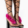 Front View Azalea Wang Take Me Out Tonight Chunky Sandal In Black