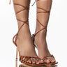 Front View Azalea Wang Take Me Out Tonight Stiletto Sandal In Brown