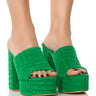 Front View Azalea Wang Take You There Terry Platform Mule In Green