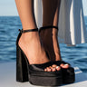 Front View Azalea Wang Talk About It Chunky Sandal In Black