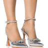 Front View Azalea Wang Tamia Embellished Pump In Silver