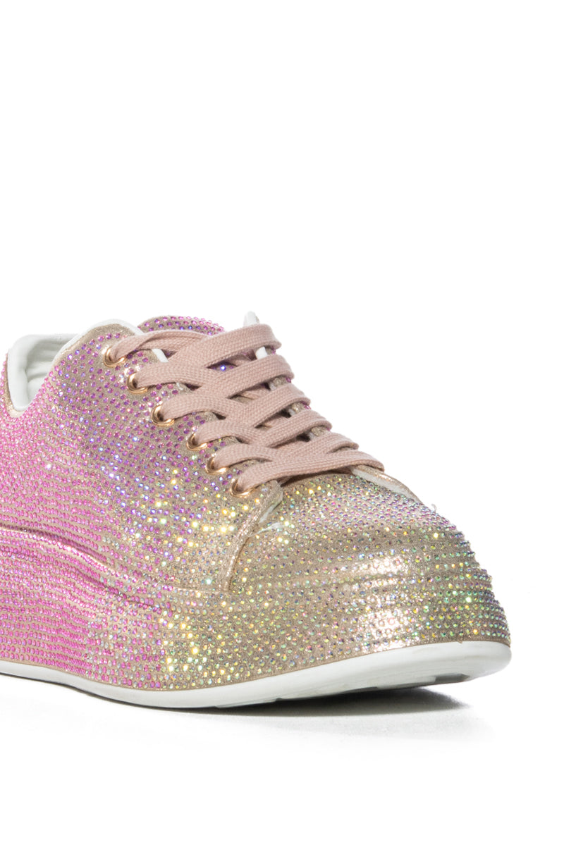 Full View Azalea Wang Tangy Ombre Rhinestone Flatform Sneaker In Pink