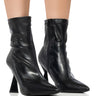 Front View Azalea Wang Taranto Pyramid Heel Bootie In Black