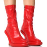 Front View Azalea Wang Tarrow Stiletto Pu Bootie In Red