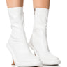 Front View Azalea Wang Tarrow Stiletto Pu Bootie In White