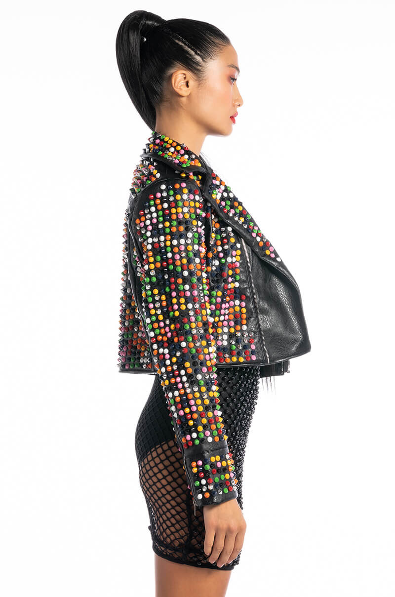 Extra View Azalea Wang Taste The Rainbow Moto Jacket