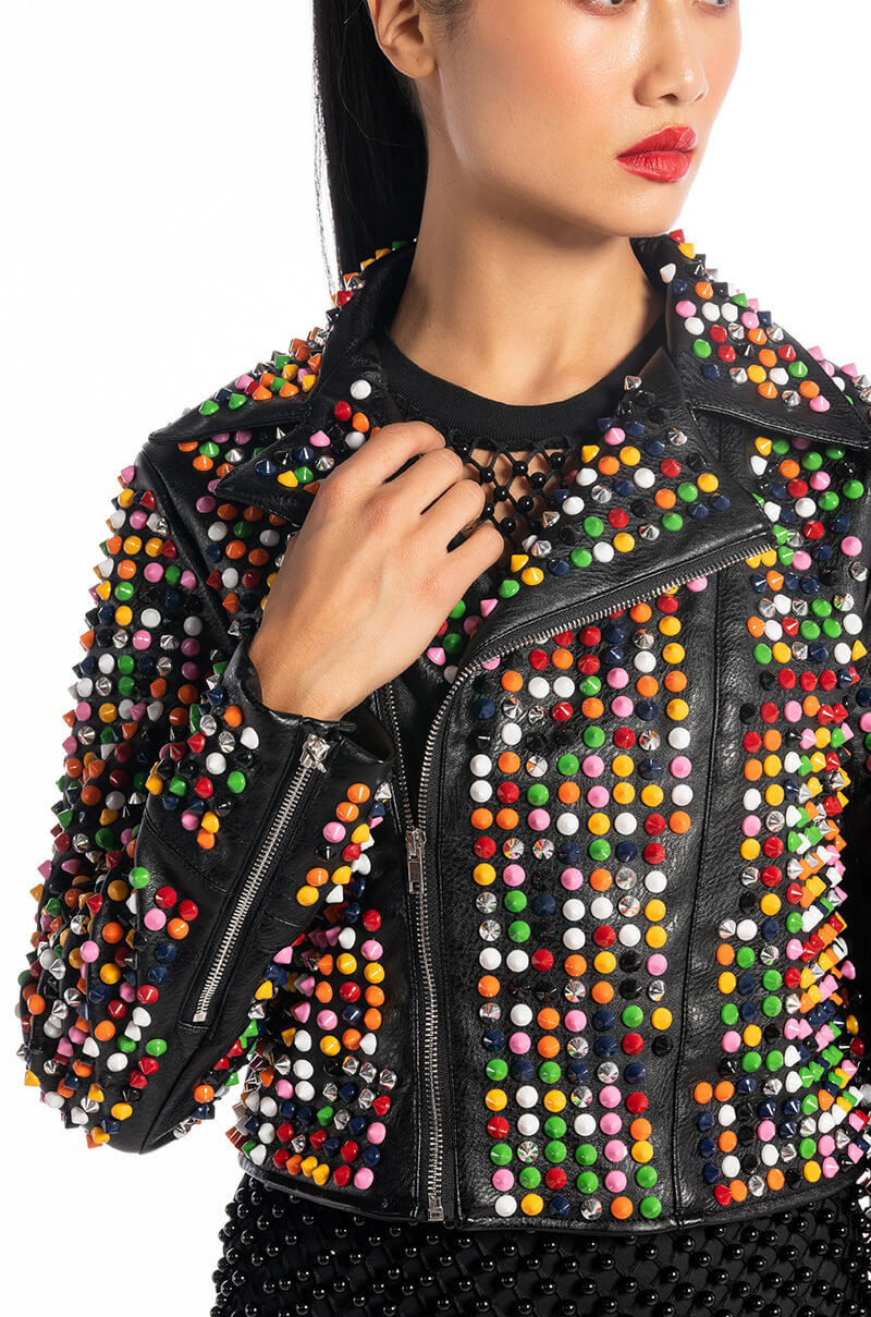 Extra View Azalea Wang Taste The Rainbow Moto Jacket