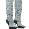 Front View Azalea Wang Taty Denim Chain Embellished Boot