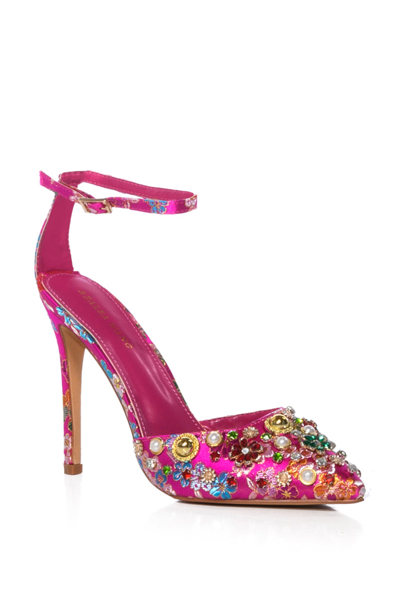 Back View Azalea Wang Tea Time Embellished Stiletto Pump In Fuchsia