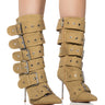 Front View Azalea Wang Teaira Belt Bootie In Khaki