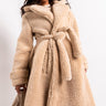 Front View Azalea Wang Teddi Peplum Trench Coat in Beige