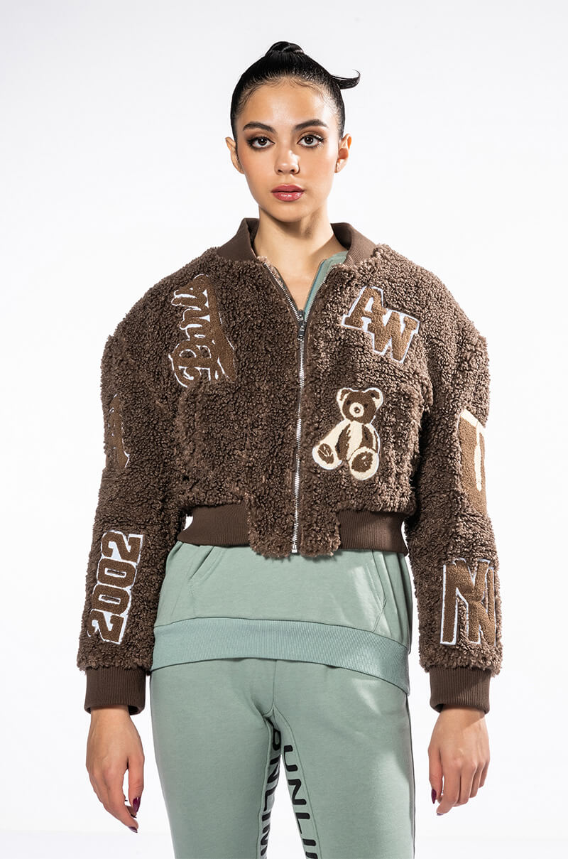 Detail View Azalea Wang Teddy Varsity Bomber