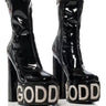 Front View Azalea Wang Teegan Goddess Embellished Bootie In Black