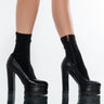 Front View Azalea Wang Tell It Like It Is Chunky Bootie In Black