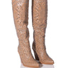 Front View Azalea Wang Texas Embellished Western Boot In Nude