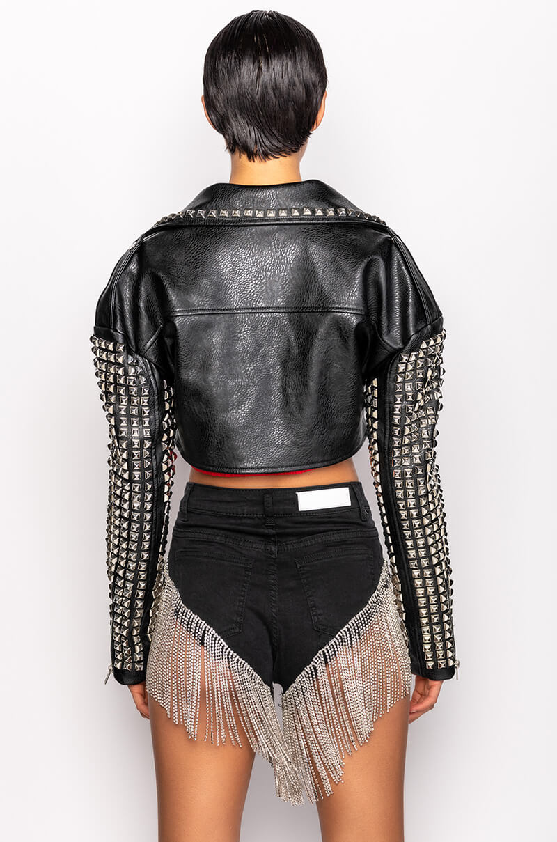 Full View Azalea Wang The Essential Moto Jacket With Studded Arms