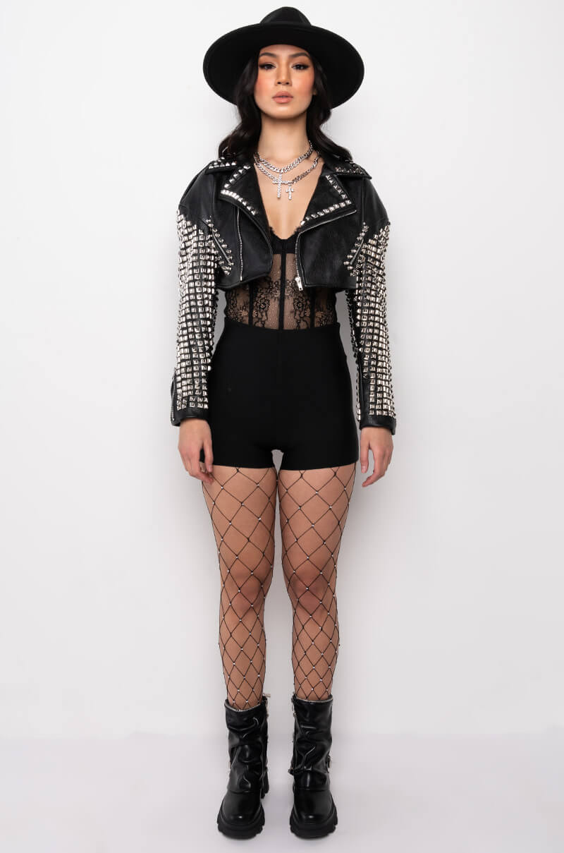 Extra View Azalea Wang The Essential Moto Jacket With Studded Arms