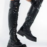 Front View Azalea Wang There She Go Flatform Boot In Black