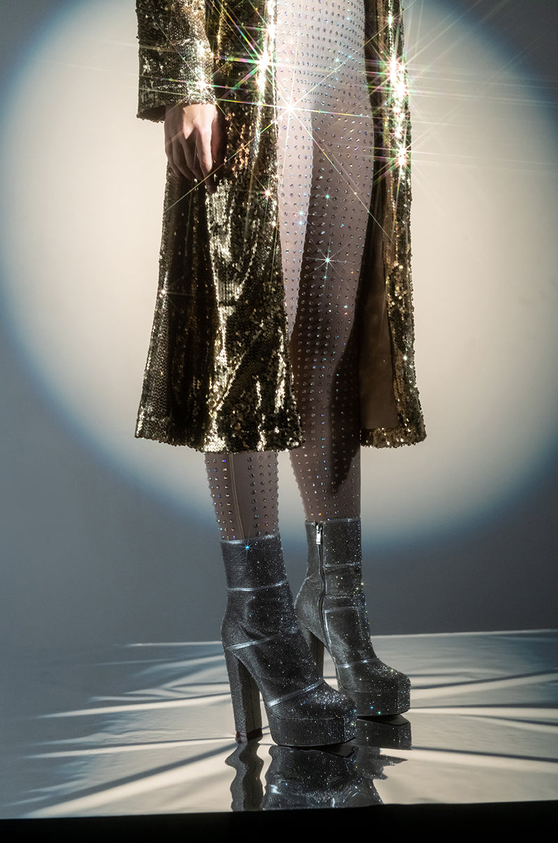 Front View Azalea Wang They All Know My Name Chunky Bootie In Silver