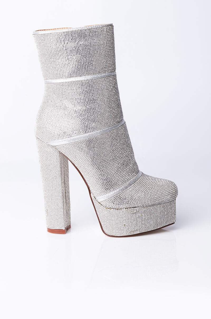 Back View Azalea Wang They All Know My Name Chunky Bootie In Silver