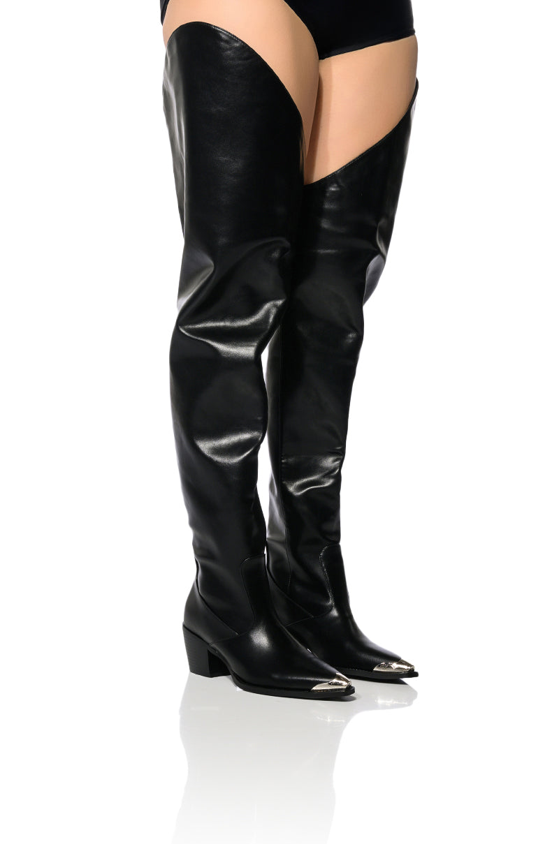 AZALEA WANG RIA OVER THE THIGH WESTERN BOOT IN BLACK view 0