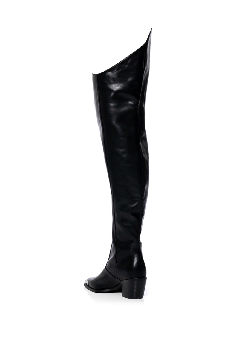 Detail View Azalea Wang Thigh High Western Boot In Black