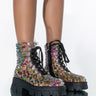 Front View Azalea Wang Thin Ice Flatform Bootie In Black Multi