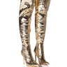 Front View Azalea Wang Thriller Over The Knee Stiletto Boot In Gold