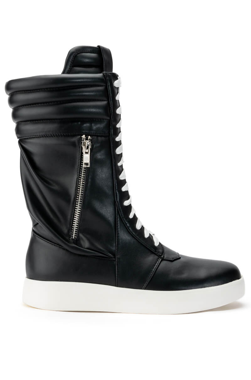 Side View Azalea Wang Throw It Back Flat Sneaker In Black 2