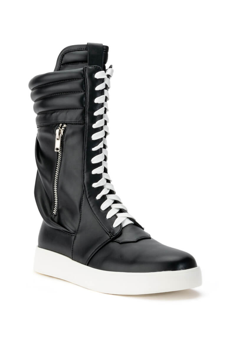 Back View Azalea Wang Throw It Back Flat Sneaker In Black 4
